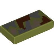 Tile 1 x 2 with Sand Blue/Dark Tan/Reddish Brown Camouflage print (3069bpr9897)