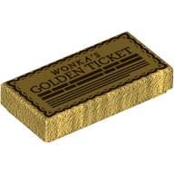 Tile 1 x 2 with 'WONKA's GOLDEN TICKET' print (3069bpr9903)