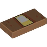 Tile 1 x 2 with Blocky White/Bright Light Orange Eye, Nougat Dots print (3069bpr9927)