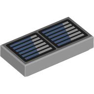 Tile 1 x 2 with Black Grill, Medium Blue/White Shine print (3069bpr9929)