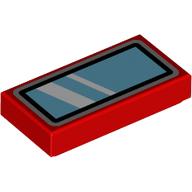 Tile 1 x 2 with Bright Light Blue Windows/Mirror, Silver/Black Border print (3069bpr9931)