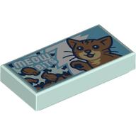 Tile 1 x 2 with Cat Food Box, Cat, White 'MEOW BITS' print (3069bpr9932)