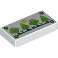 Tile 1 x 2 with Nails, Sun, Bright Green/Lime Trees on Dark Green Ground print (3069bpr9934)