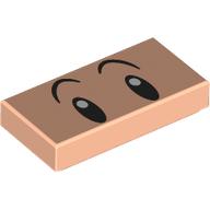 Tile 1 x 2 with Black Eyes, Raised Eyebrows, White Pupils print (3069bpr9937)