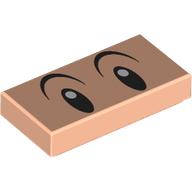 Tile 1 x 2 with Black Eyes, Eyebrows, White Pupils print (3069bpr9938)