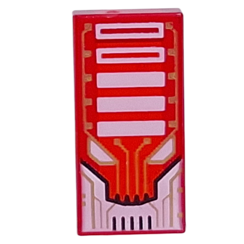 Tile 1 x 2 with Gold Circuitry, White Bars, Eyes print (3069bpr9939)