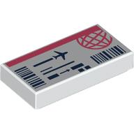 Tile 1 x 2 with Coral and Dark Blue Plane Ticket print (3069bpr9940)