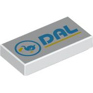 Tile 1 x 2 with Medium Azure 'DAL' print (3069bpr9952)