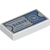 Tile 1 x 2 with Medium Blue Ticket print (3069bpr9953)