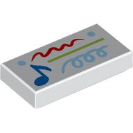 Tile 1 x 2 with Blue Music Notes, Multi Color Scribbles print (3069bpr9954)