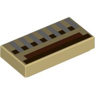 Tile 1 x 2 with Light Bluish Grey, Nougat, Dark brown Rectangles print (3069bpr9966)