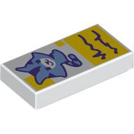 Tile 1 x 2 with Sand Blue Kitten, Dark Purple Notes on yellow Background print (3069bpr9969)