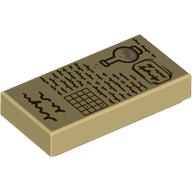 Tile 1 x 2 with Parchment, Flask, Notes print (3069bpr9972)