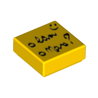 Tile 1 x 1 with Smiley Face, List with Writing, and '?' Print (3070bpr0163)