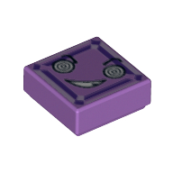 Tile 1 x 1 with Face with Hypnotic Eyes and Crooked Smile (Kryptomite) Print (3070bpr0172)