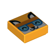 Tile 1 x 1 with White Fox, Bright Orange Head Band, Dark Azure Eyes print (3070bpr0225)