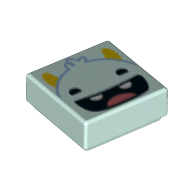 Tile 1 x 1 with Pink Monster, Bright Light Orange Horns print (3070bpr0255)