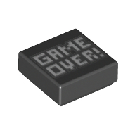 Tile 1 x 1 with White 'GAME OVER!' print (3070bpr0263)