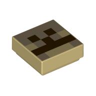 Tile 1 x 1 with Dark Brown Squares / Pixelated Camel Face print (3070bpr0303)