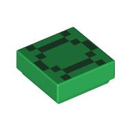 Tile 1 x 1 with Dark Green Squares / Pixelated Turtle Shell print (3070bpr0310)