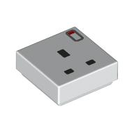 Tile 1 x 1 with Power Socket, 3 Pin, Switch print (3070bpr0323)