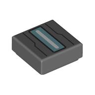 Tile 1 x 1 with Metal Blue/White Triangle, Black Lines print (3070bpr9888)