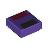 Tile 1 x 1 with Dark Red, Black Rectangle print (3070bpr9891)