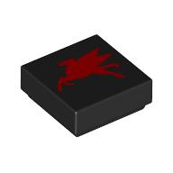 Tile 1 x 1 with Red Flying Pegasus, Going Right print (3070bpr9894)