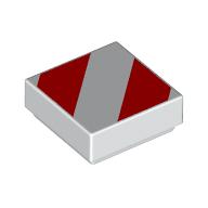 Tile 1 x 1 with Red Danger Stripes print (3070bpr9909)