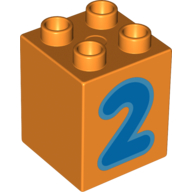 Duplo Brick 2 x 2 x 2 with Blue '2' Print (31110pr0002)
