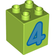 Duplo Brick 2 x 2 x 2 with Medium Blue '4' Print (31110pr0004)