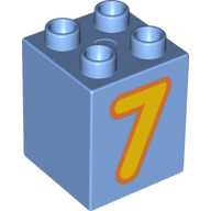 Duplo Brick 2 x 2 x 2 with Yellow '7' Print (31110pr0046)