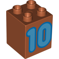 Duplo Brick 2 x 2 x 2 with Medium Blue '10' Print (31110pr0047)