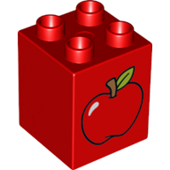 Duplo Brick 2 x 2 x 2 with Apple Print (31110pr0055)
