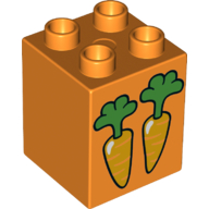 Duplo Brick 2 x 2 x 2 with 2 Carrots Print (31110pr0077)