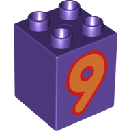 Duplo Brick 2 x 2 x 2 with Orange '9' Print (31110pr0102)
