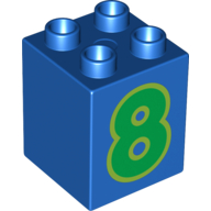 Duplo Brick 2 x 2 x 2 with Green '8' Print (31110pr0103)