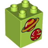Duplo Brick 2 x 2 x 2 with 2 Planets Print (31110pr0105)