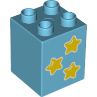 Duplo Brick 2 x 2 x 2 with 3 Yellow Stars Print (31110pr0106)