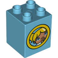 Duplo Brick 2 x 2 x 2 with Porthole with Duplo Astronaut / Girl Print (31110pr0108)