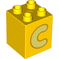 Duplo Brick 2 x 2 x 2 with Bright Light Yellow 'C' Print (31110pr0121)