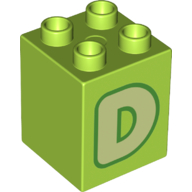 Duplo Brick 2 x 2 x 2 with 'D' Print (31110pr0123)
