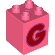 Duplo Brick 2 x 2 x 2 with Red 'G' Print (31110pr0126)