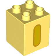 Duplo Brick 2 x 2 x 2 with Yellow 'I' Print (31110pr0128)