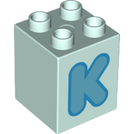 Duplo Brick 2 x 2 x 2 with Azure 'K' Print (31110pr0130)