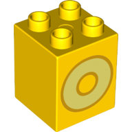 Duplo Brick 2 x 2 x 2 with Bight Light Yellow 'O' Print (31110pr0134)