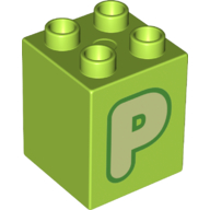 Duplo Brick 2 x 2 x 2 with 'P' Print (31110pr0135)