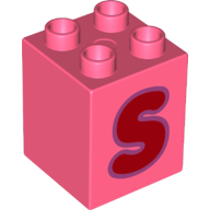 Duplo Brick 2 x 2 x 2 with Red 'S' Print (31110pr0138)