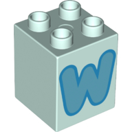 Duplo Brick 2 x 2 x 2 with Azure 'W' Print (31110pr0142)