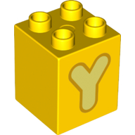 Duplo Brick 2 x 2 x 2 with Bright Light Yellow 'Y' Print (31110pr0144)